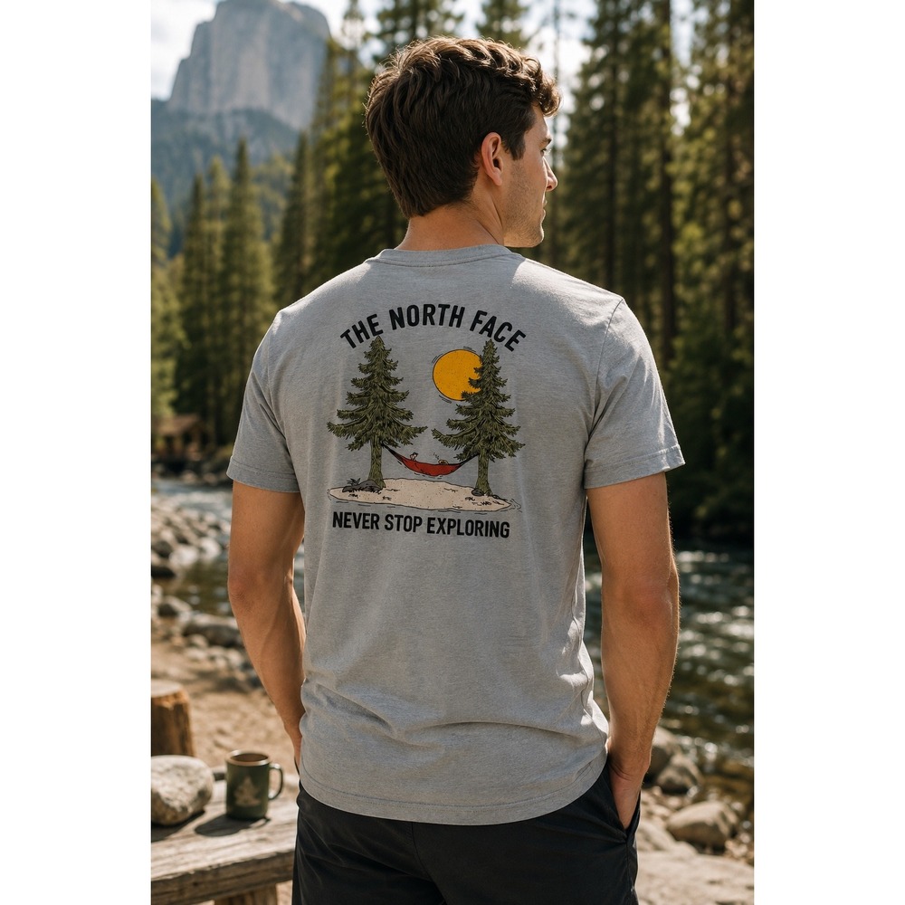 The North Face Never Stop Exploring Graphic T Shirt Gorpcore Outdoor Grey Sz M